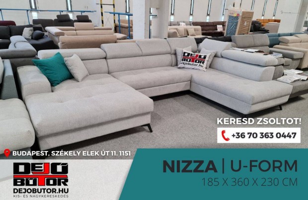 Nizza szivacsos sarok kanap lgarnitra 185x360x230 cm ualak szrke