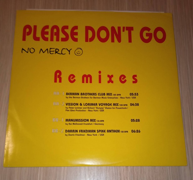 No Mercy - Please Don't Go (Remixes) Maxi bakelit.