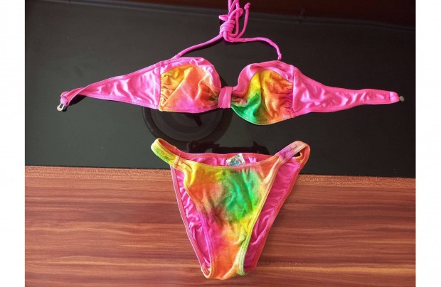 Női pink bikini bársony fürdőruha S