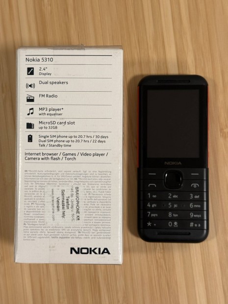 Nokia 5310 Dualsim Fekete/Piros Krtyafggetlen Mobil