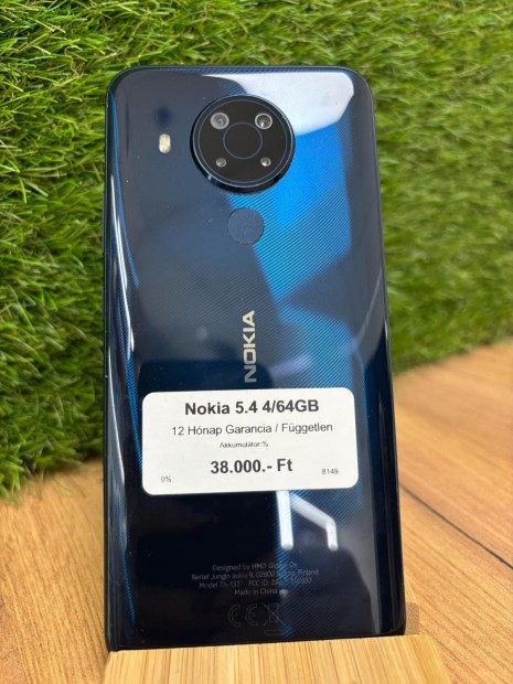 Nokia 5.4 Krtyafggetlen 64 GB, 12 h garancia