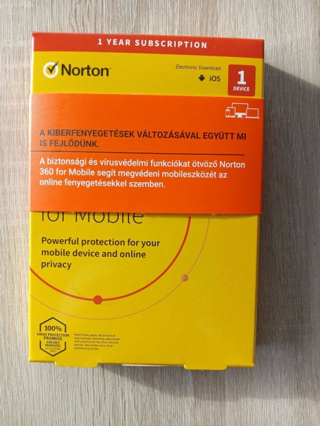 Norton 360 for Mobile HUN 1 Felhasználó 1 éves dobozos vírusirtó szoft