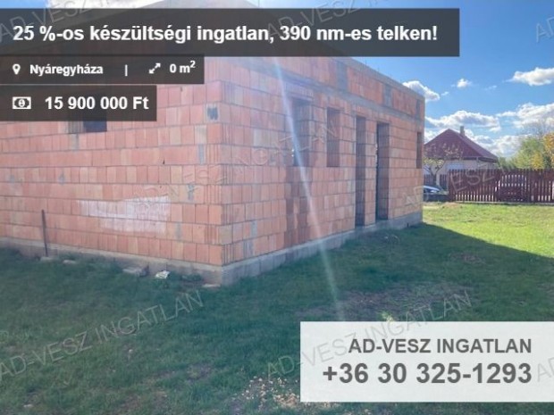 Nyregyhzn egy 25 %-os kszltsgi szinten lv ingatlan, 390m2-es