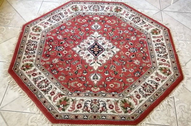 Nyolcszög forma kézi csomózású Iráni Tabriz gyapjúszőnyeg