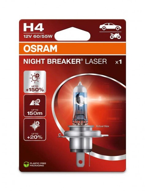 OSRAM H4 Night Breaker Laser izzó 12V 60/55W P43t-38 - 1 darab