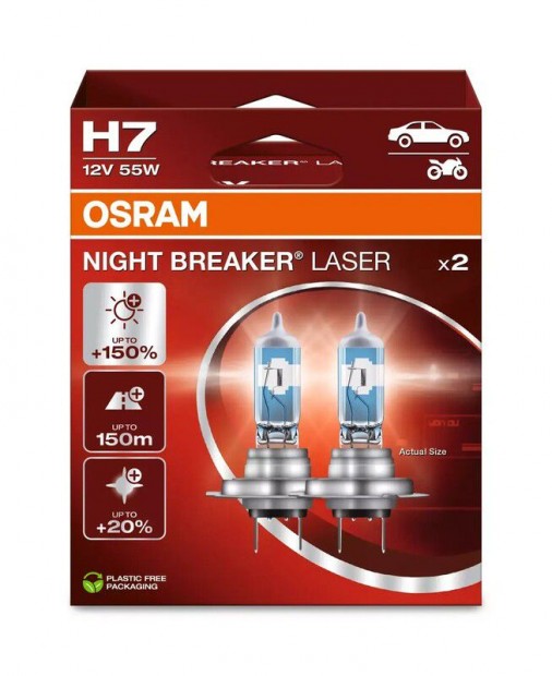 OSRAM H7 Night Breaker Laser izzók 12V 55W PX26d - párban