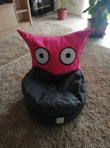 OWL a cuki lny gyermek babzskfotel - pink-antracit gyerek babzsk