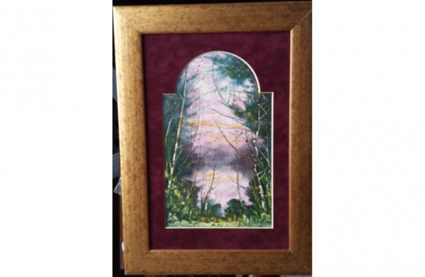 Olaj, farost, 10x20 cm, használt kerettel. Személyes Átvétel: Bp. XII