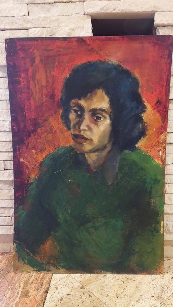 Olaj-farost festmny, portr 90x60 cm