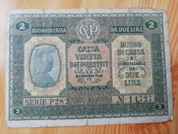 Olasz 2 lira 1918-as