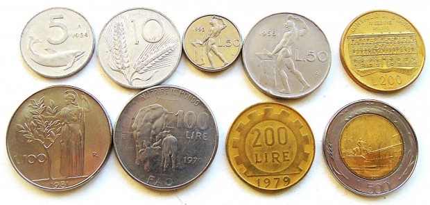 Olasz l�ra f�mp�nz �rme csomag. 9 db egyben