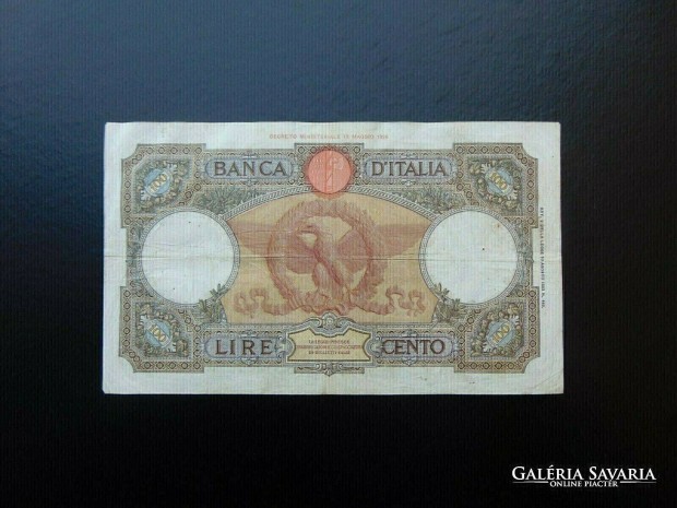 Olaszorszg 100 lira 1937 Ritkbb bankjegy