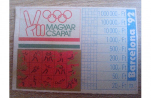 Olimpiai sorsjegy 1992 magyar csapat, Barcelona!!