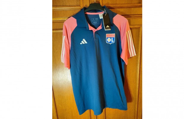 Olympique Lyon kék pink eredeti adidas galléros póló (M)