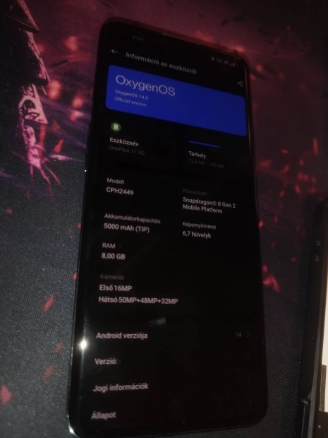 Oneplus 11 8/128 Fekete 