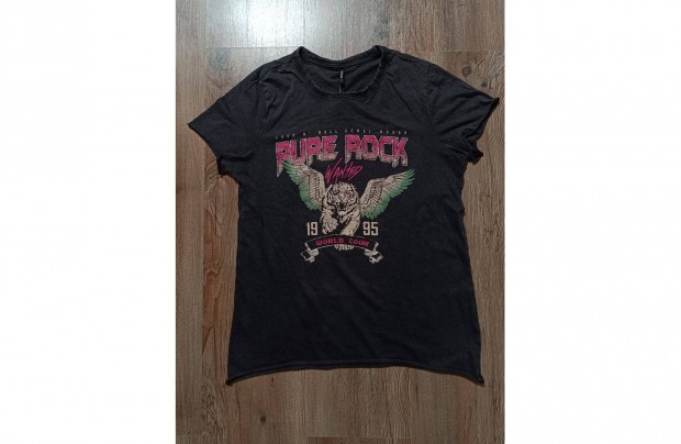Only mrkj Pure Rock feliratos pl T-shirt fels top szrke
