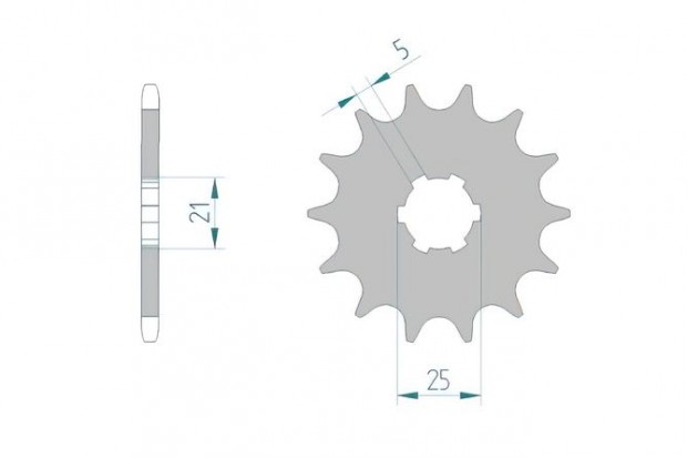 Öntisztító elülső lánckerék Afam 15 fogú KX 250 / 500