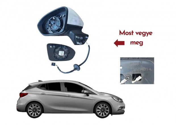 Opel Astra K 1.6 CDTI 2015 bal visszapillantó tükör 2116.3601