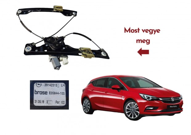 Opel Astra K Vauxhall bal első ablakemelő cikkszám 39142315LH
