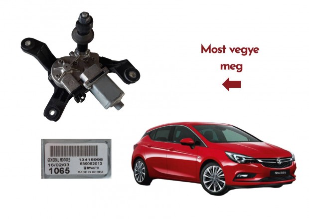Opel Astra K Vauxhall brit kormányos hátsó ablaktörlő motor 13418998