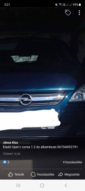 Opel C corsa bontott alkatrszek