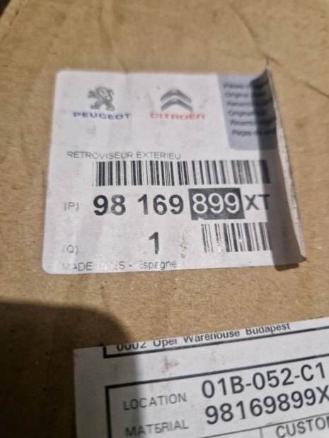 Opel,Citroen,Peugeot jobb visszapillantó tükör 98169899xt