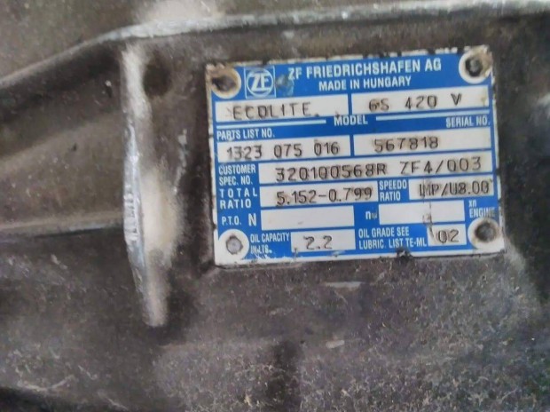 Opel/Renault 2,3D, ZF 6S420V bontott váltó