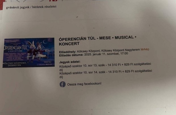 perencin tl mese musical jegyek (2 db)