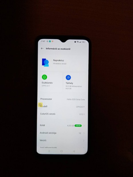 Oppo A17 okostelefon 