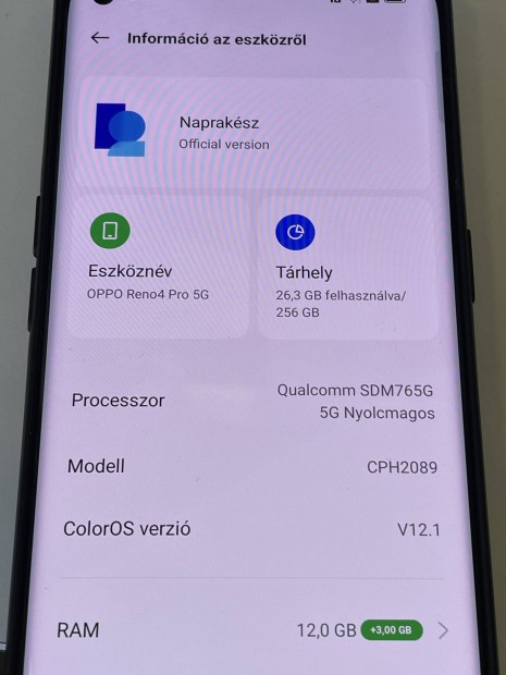 Oppo Reno 4 pro 5G  fggetlen  8/256GB, 12GB ram tltvel elad!