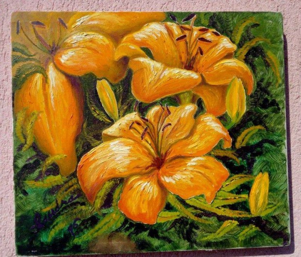 Orange flovers by Sandra, modern impresszionista stílusú feszített