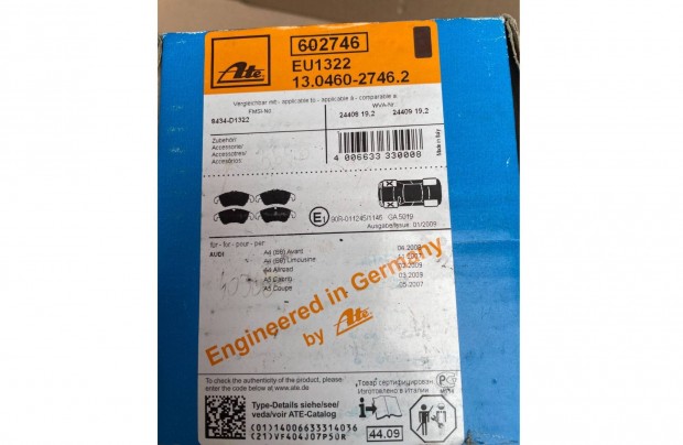 Original ATE fkbett trcsafkhez, Audi A4/A5 akr -50%