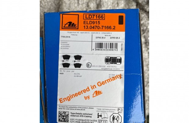 Original ATE fkbett trcsafkhez, Audi A6