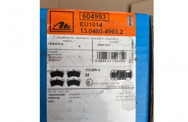 Original ATE fékbetét tárcsafékhez, VW, Porsche, Audi akár -50%