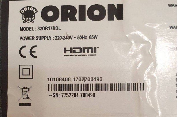 Orion 32OR17Rdl LED LCD tv panelek alkatrsznek 17IPS12 17MB82S