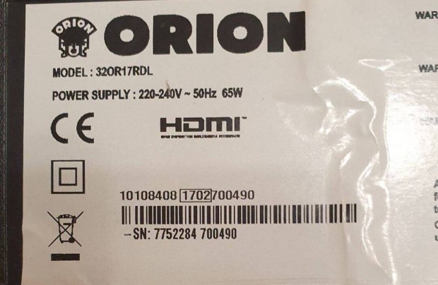 Orion 32OR17Rdl LED LCD tv panelek alkatrésznek 17IPS12 17MB82S