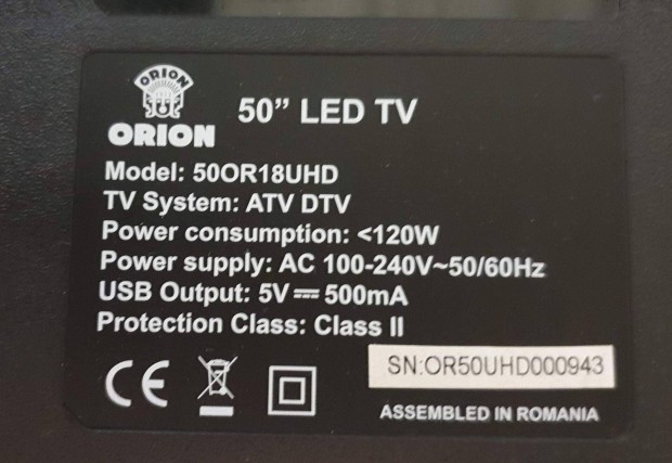 Orion 50OR18UHD Smart UHD 4K LED tv panelek alkatrésznek CV3686H-A50