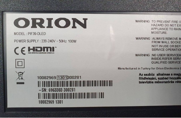 Orion PIF39-Dled LED LCD tv hibás törött alkatrésznek