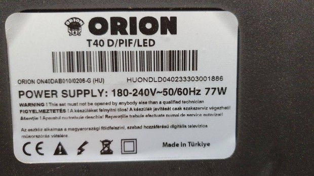 Orion T40D/PIF/LED LED LCD tv hibs trtt alkatrsznek