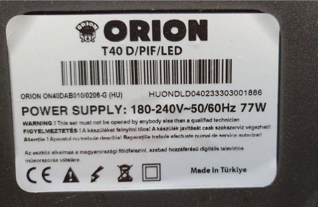Orion T40D/PIF/LED LED LCD tv hibs trtt alkatrsznek