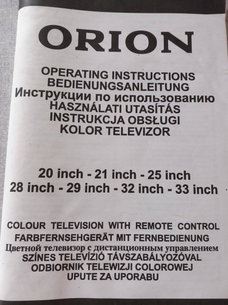 Orion TV eredeti hasznlati utasts