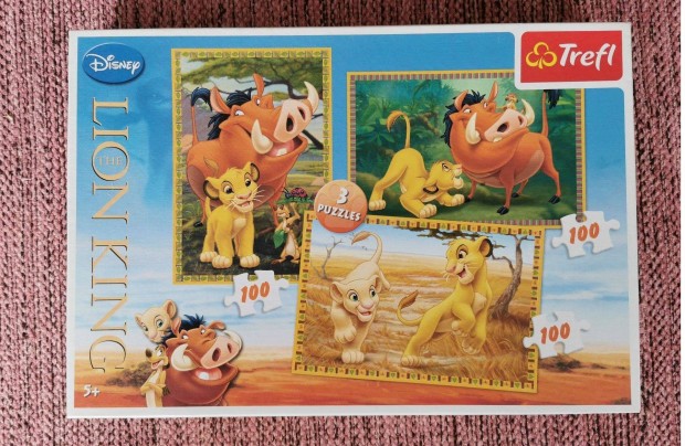 Oroszlnkirly 1. puzzle 3x100 darabos Simba Classic j llapotban