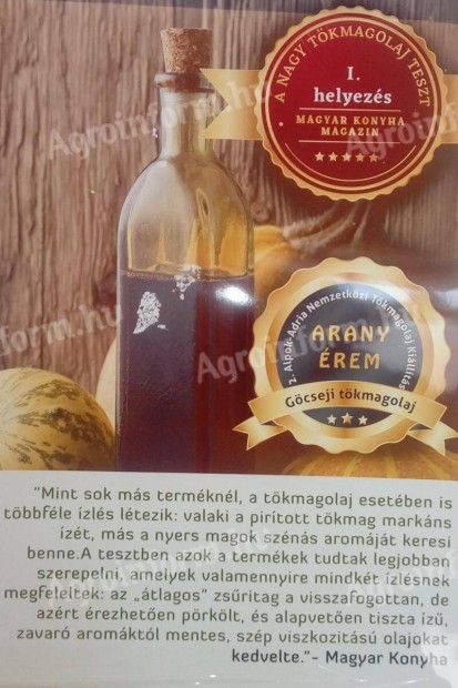 Őrségi Hidegen és hagyományos eljárással sajtolt magolajok, Tökmagolaj