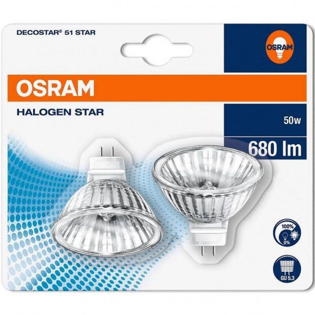 Osram Decostar 51s halogn izz, 50W, GU5.3, 680lm, 3000K, 2db