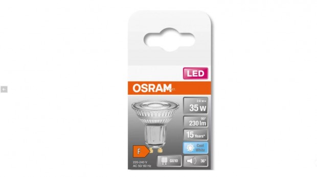 Osram GU10 LED Star 2,6W 230lm 4000K hidegfehér 36°