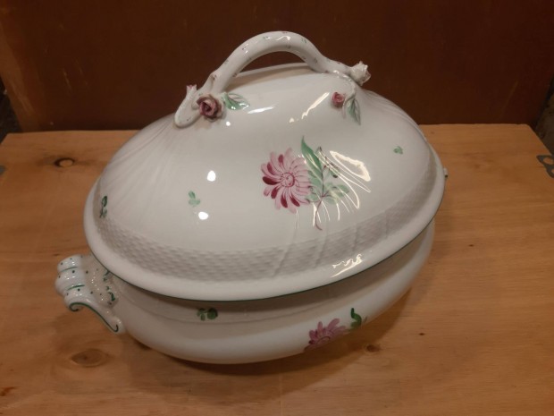 Őszirózsás nagy leveses tál régi herendi porcelán