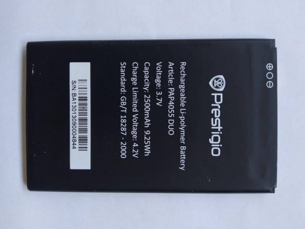 PAP4055 3.7V 2500mA Prestigio Multiphone Duo akkumultor li-ion batter