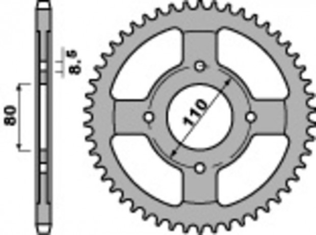 PBR Standard C45 acél hátsó lánckerék 4597 - 428