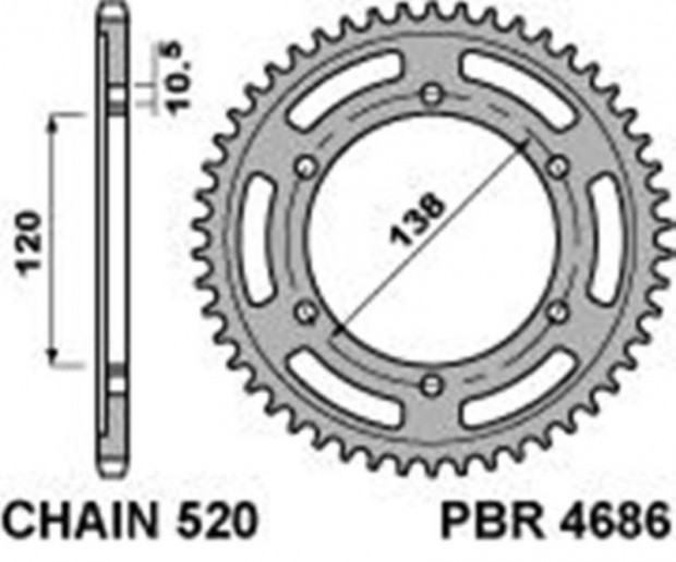 PBR Standard C45 acél hátsó lánckerék 4686 - 520