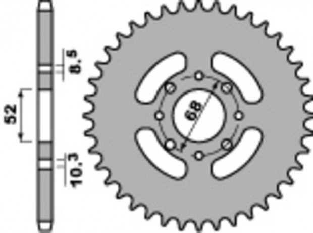 PBR Standard C45 acél hátsó lánckerék 802 - 428
